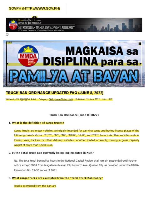 Truck Ban Ordinance Updated FAQ (June 8, 2022).